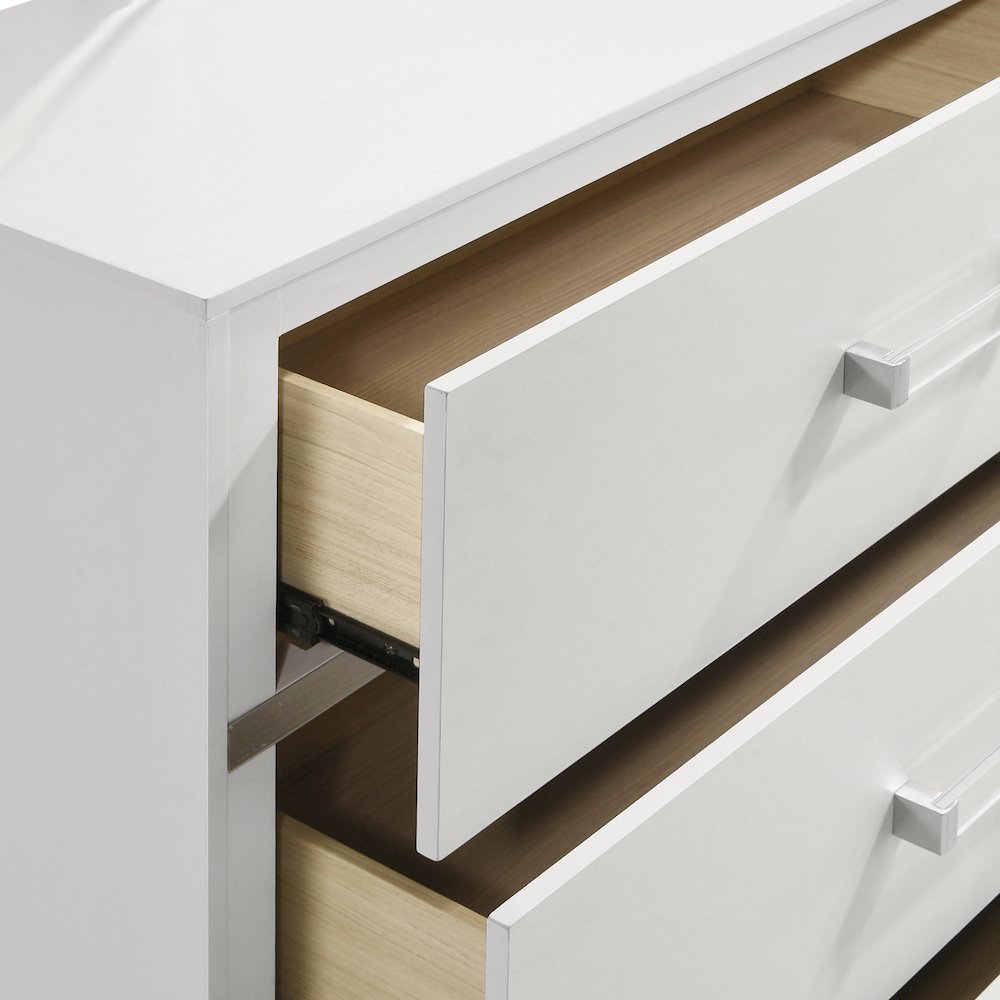 Europa Wood Dresser with Mirror, White. Picture 5