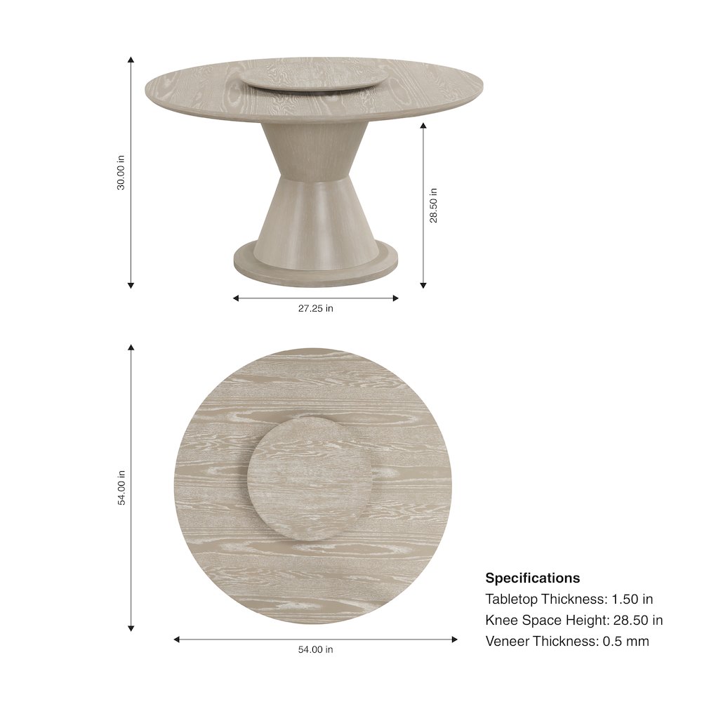 Gwendolyn 5-Pc Wood Round Dining Set w Chairs in Taupe. Picture 12