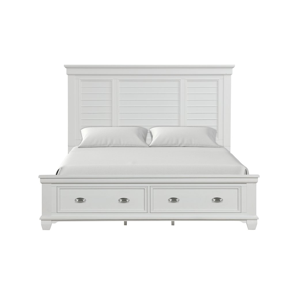 Jamestown Wood California King Storage Bed, White. Picture 1