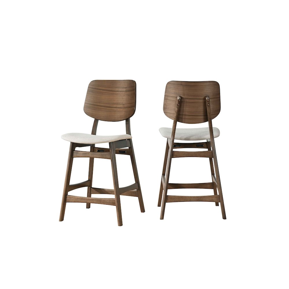 Oscar Wood Counter Chair - Walnut/Natural Beige (Set of 6). Picture 1