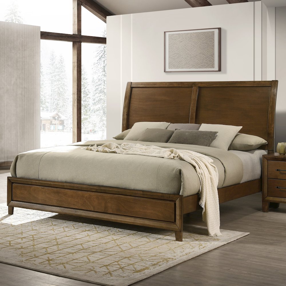 Ballard Wood California King Panel Bed in Walnut Brown. Picture 6