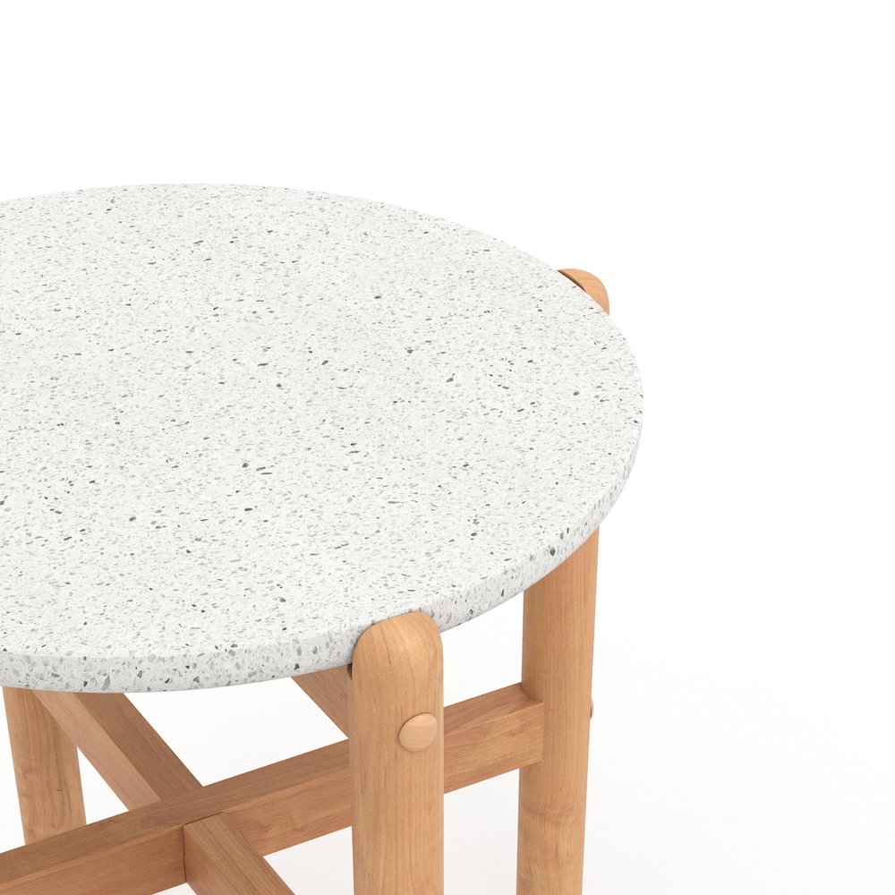 Solstice 19.4 in. Round Wood End Table with Terazzo Top. Picture 3