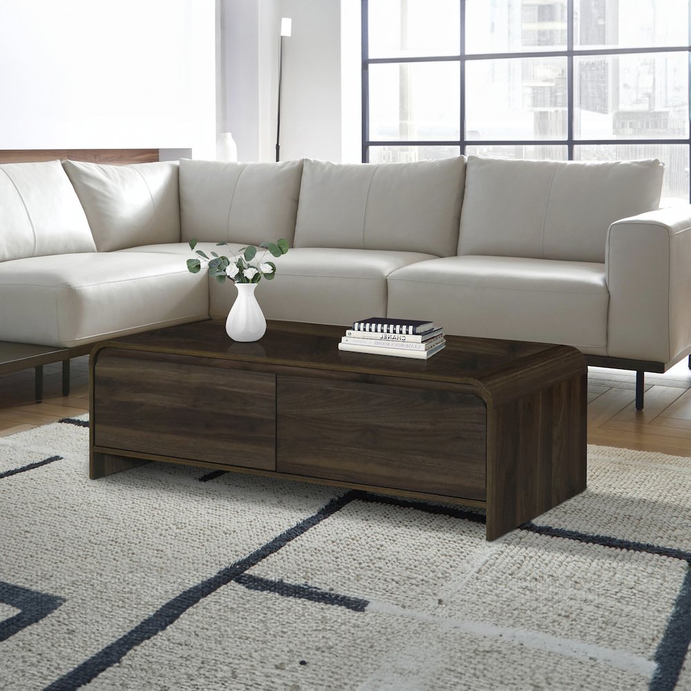 Mara 3-Piece 47 in. Walnut Rectangular Wood Coffee Table with 2 End Tables. Picture 9