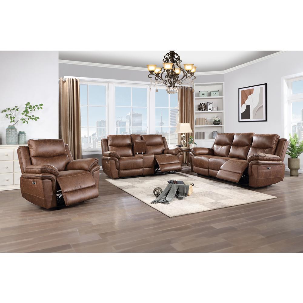 Ryland Console Loveseat W/Pwr Fr--Brown. Picture 8