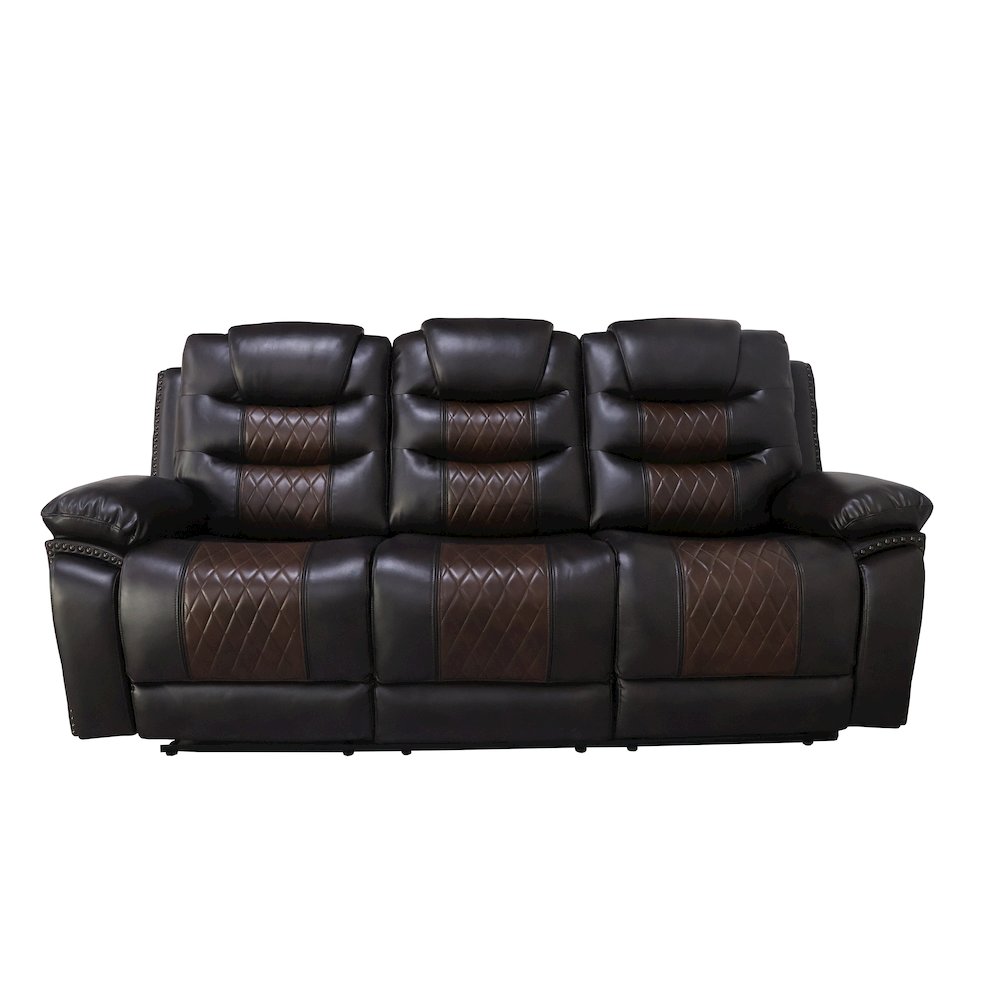 Nikko 3-Piece Faux Leather Power Living Room Set, Brown. Picture 9