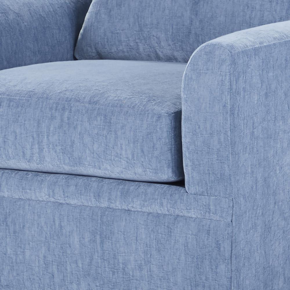 Sylvie Blue Slate Polyester Fabric Accent Swivel Chair. Picture 2
