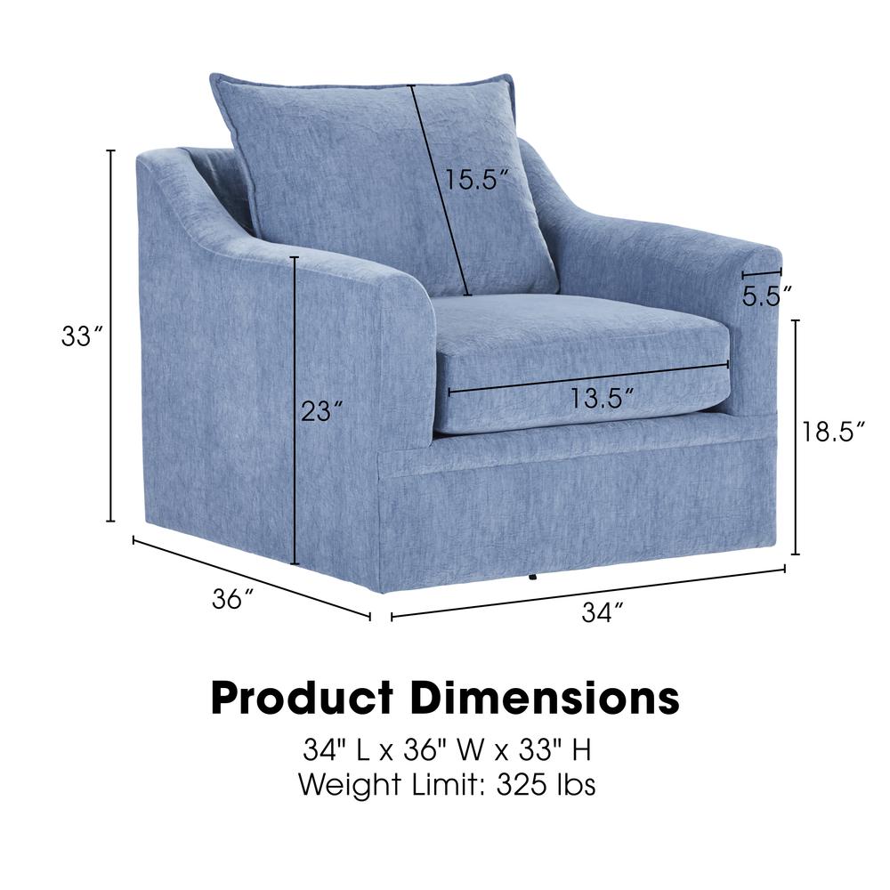 Sylvie Blue Slate Polyester Fabric Accent Swivel Chair. Picture 5