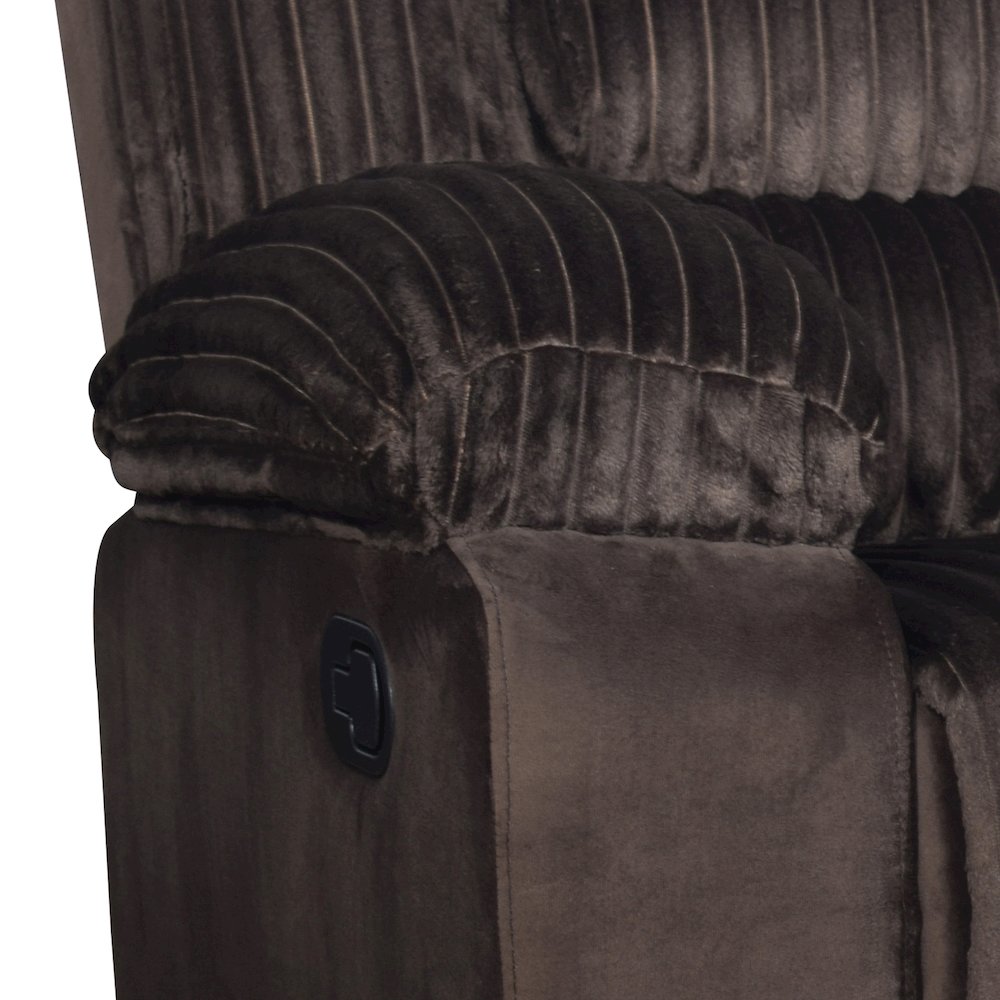 Willow Wood & Fabric Loveseat with Dual Recliner in Brown. Picture 6