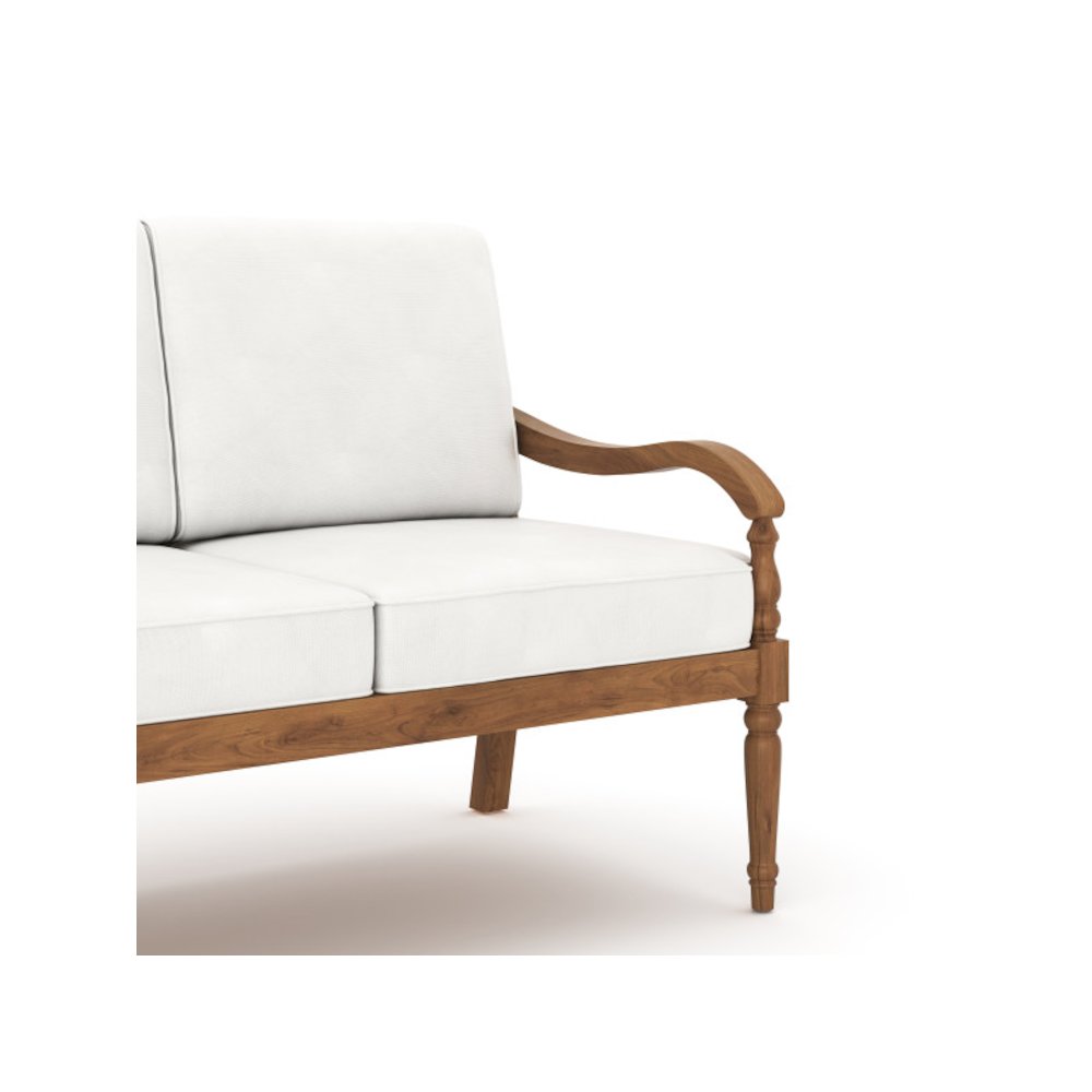 Savannah 4-piece Wood Patio Conversation Set in Natural/White. Picture 4