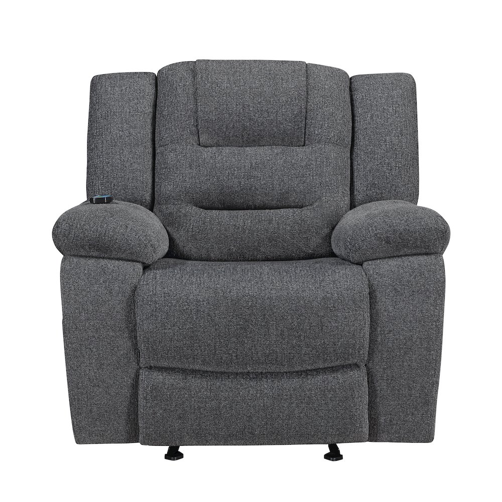 Redondo Chenille Glider Recliner with Power in Dark Gray. Picture 2