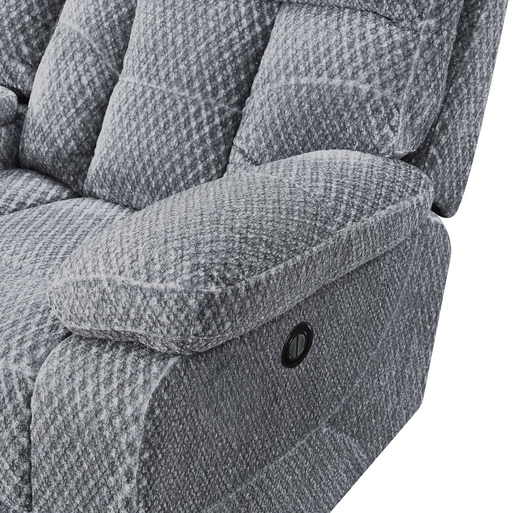 Bravo 3-Piece Fabric Power Living Room Set, Stone Gray. Picture 12