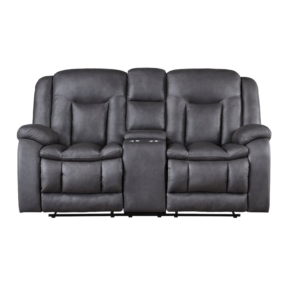 Morello Fabric Console Loveseat w/ Power Footrest, Gray. Picture 2