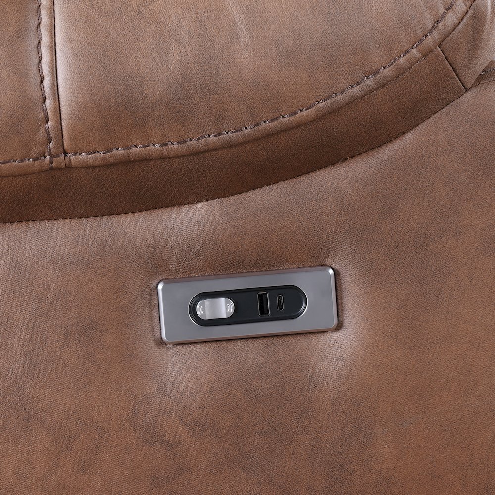 Morello Fabric Sofa with Power Footrest, Brown. Picture 5