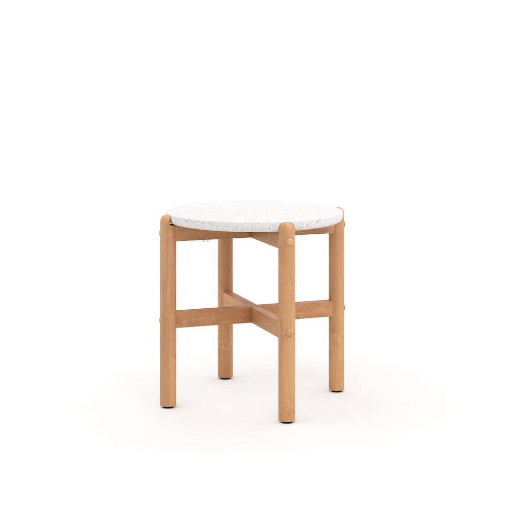 Solstice 19.4 in. Round Wood End Table with Terazzo Top. Picture 1