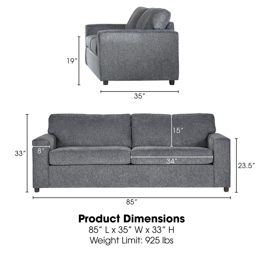 Kylo Ash Gray Polyester Fabric Sofa Couch. Picture 6