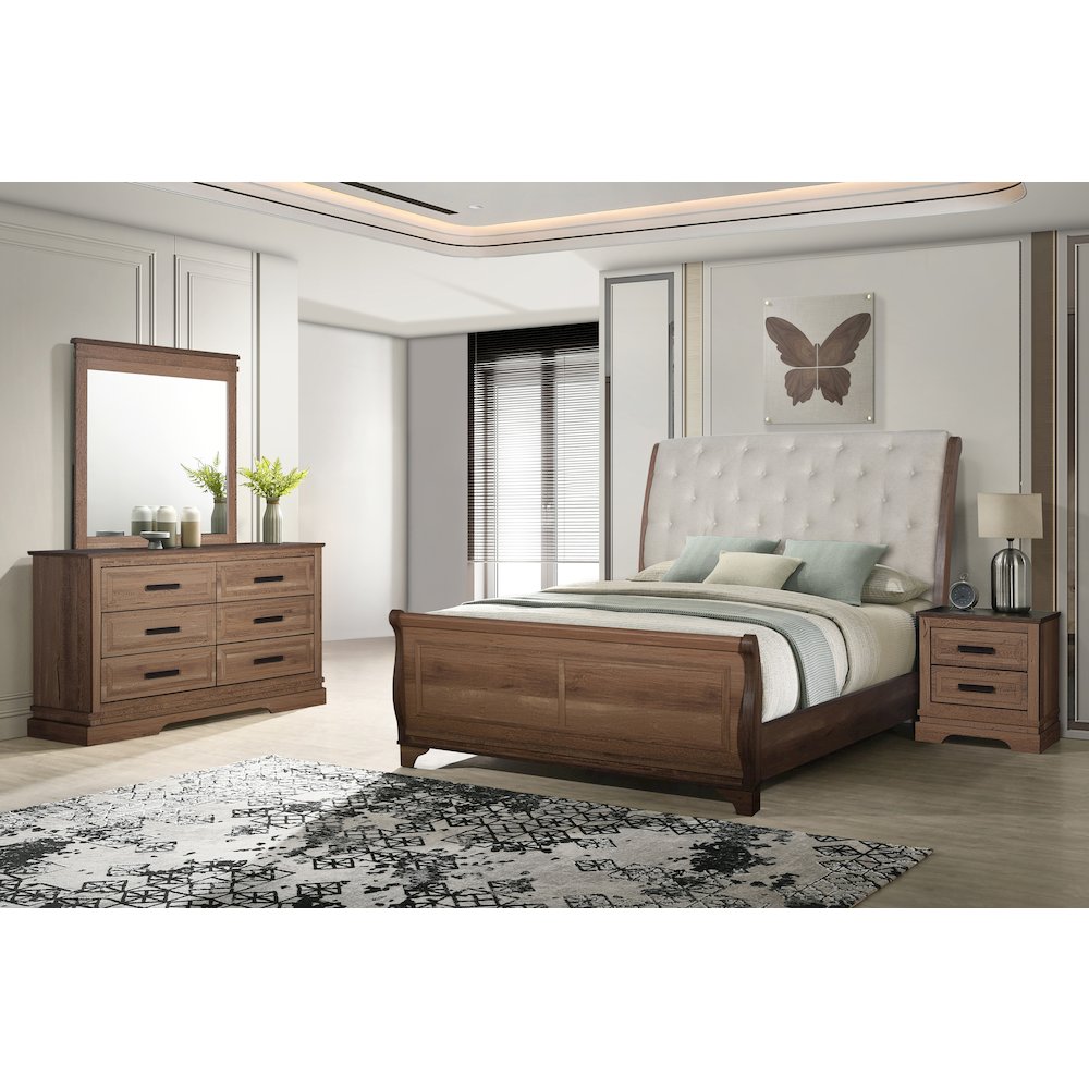 Coventry Hall 4Pc Wood C King Bedroom Set, Nightstand in Pecan. Picture 15