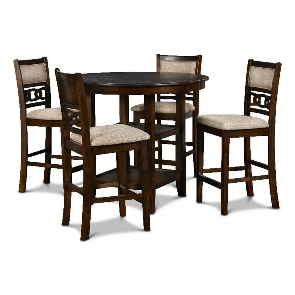 Gia 5-Piece Transitional Wood Dining Set in Cherry. Picture 1