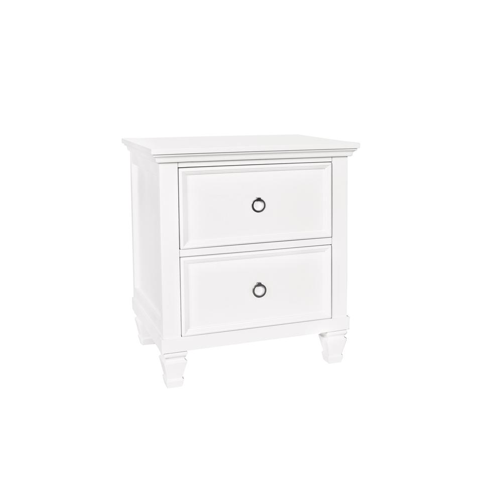 Tamarack 4-Piece Wood King Bedroom Set with Nightstand in White. Picture 6