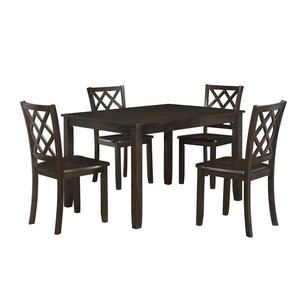 Trellis 5 Pc Dining Set, Table & 4 Chairs -  Brown. Picture 1