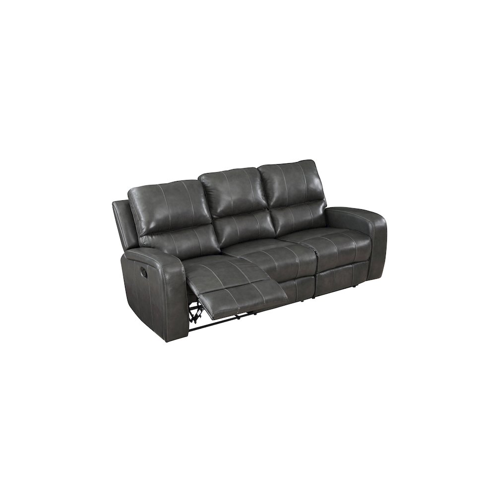 Linton Leather Sofa W/Dual Recliner-Gray. Picture 4