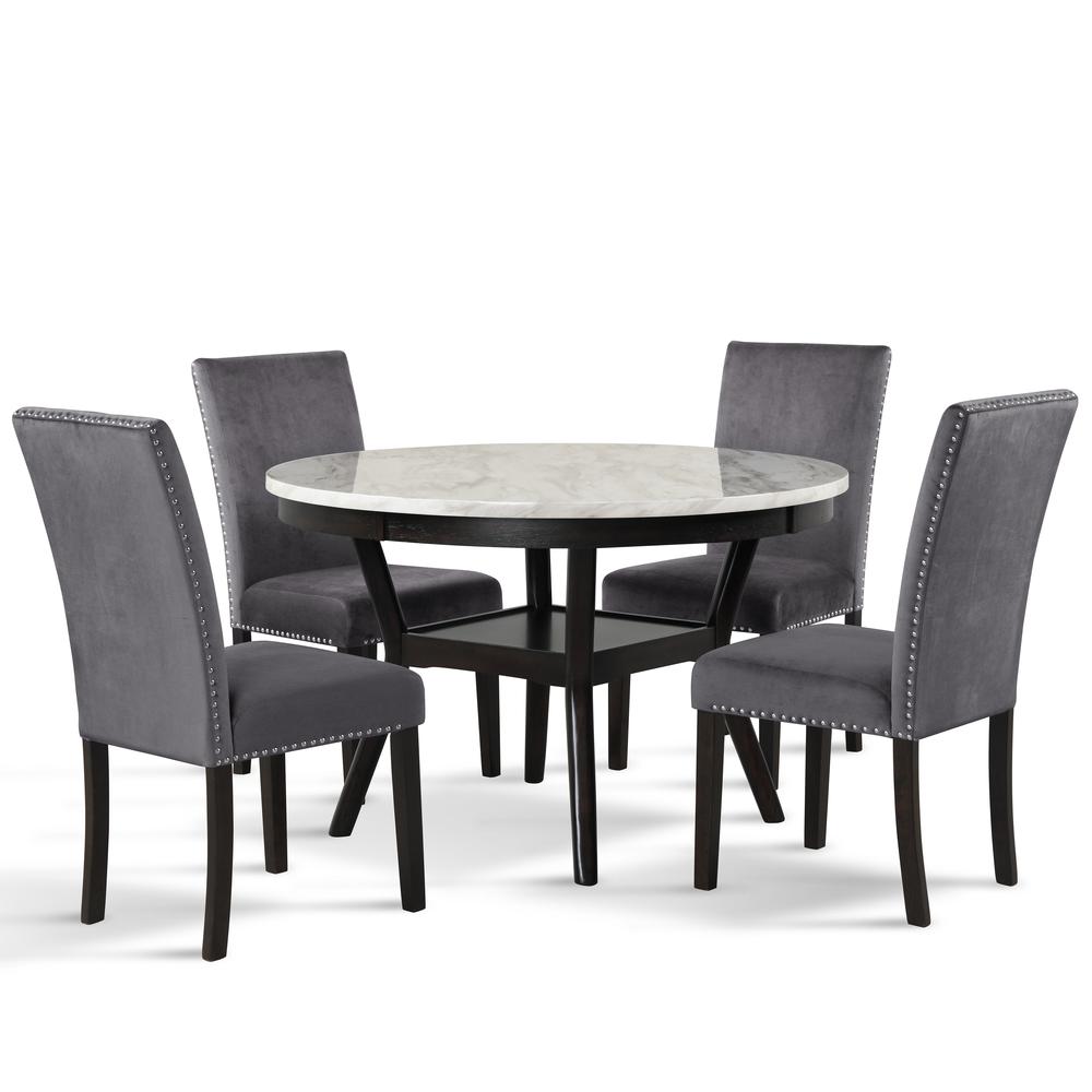 Furniture Celeste Faux Marble & Wood Dining Table in Espresso. Picture 5