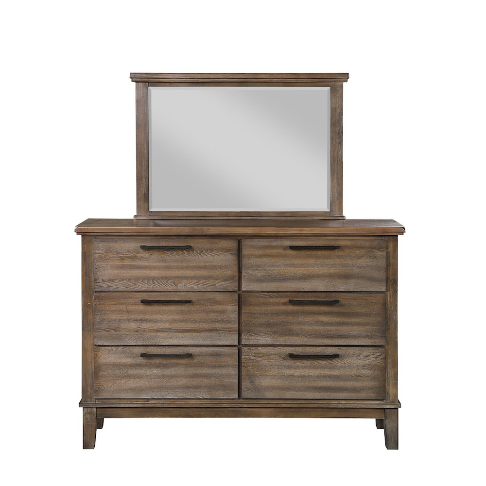Cagney Wood 6-Drawer Dresser with Mirror, Vintage Gray. Picture 2