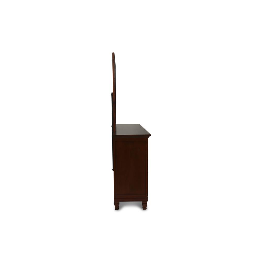 Furniture Tamarack Wood 8-Drawer Dresser with Mirror in Brown Cherry. Picture 3