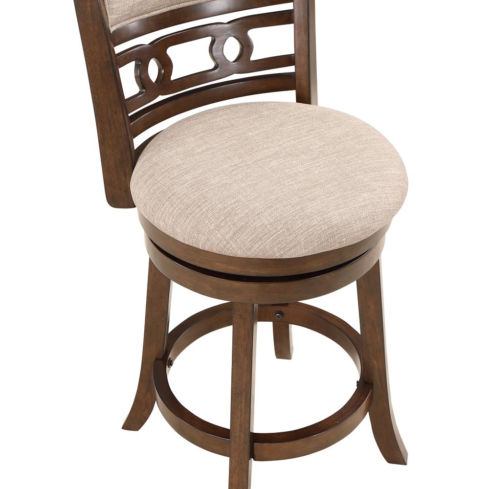 Gia 24" Solid Wood Swivel Counter Stool with Fabric Seat in Cherry. Picture 5
