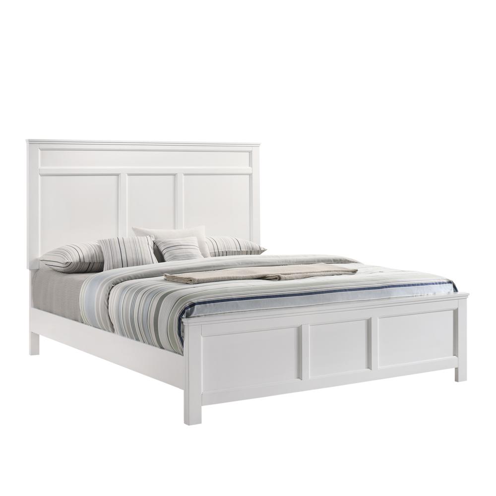 Furniture Andover Contemporary Solid Wood 5/0 Q Bed in White. Picture 1