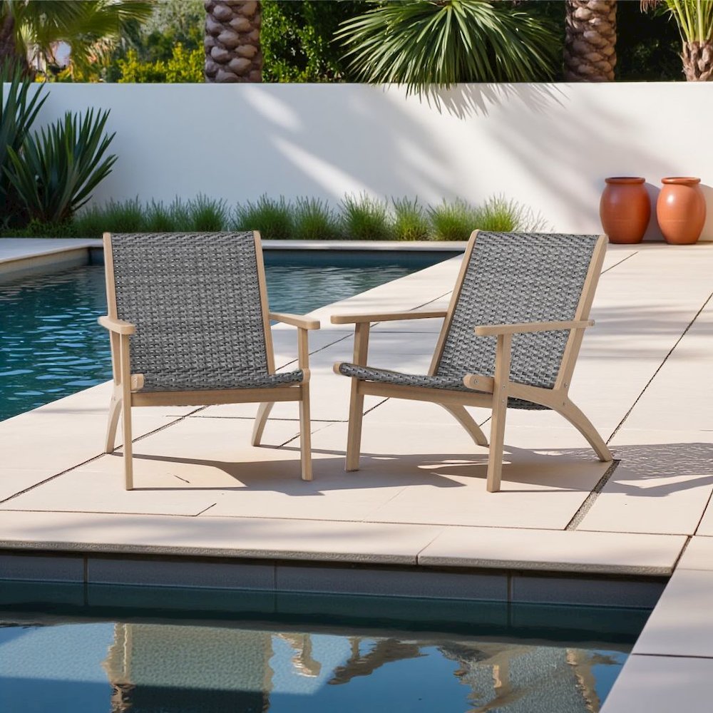 Gray Club Chairs Set of 2, Comfy Patio Chair for Outdoor Seating. Picture 2