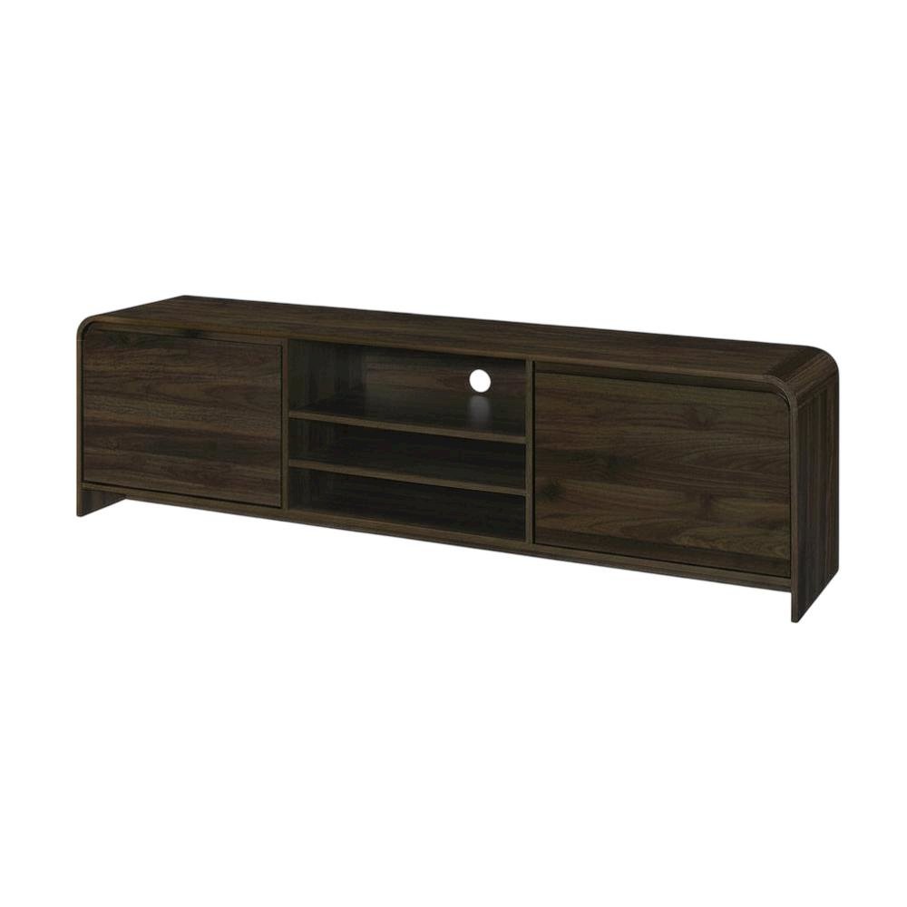 Walnut Wood TV Stand with Solid Rubberwood and Veneers for Indoor Living. Picture 1