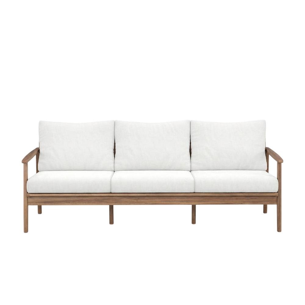 Wood, Fabric Outdoor Sofa In Finish, Spacious Rectangle Design, Sturdy Build. Picture 4