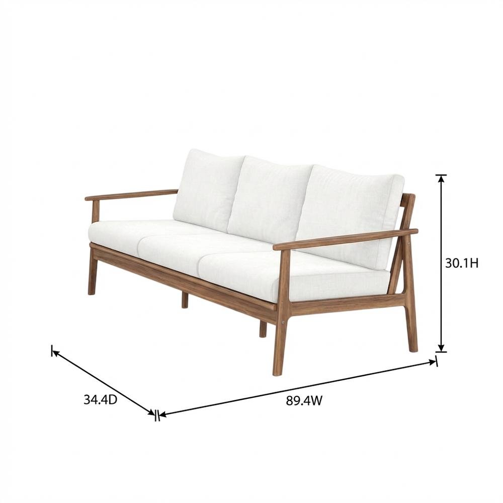 Wood, Fabric Outdoor Sofa In Finish, Spacious Rectangle Design, Sturdy Build. Picture 7