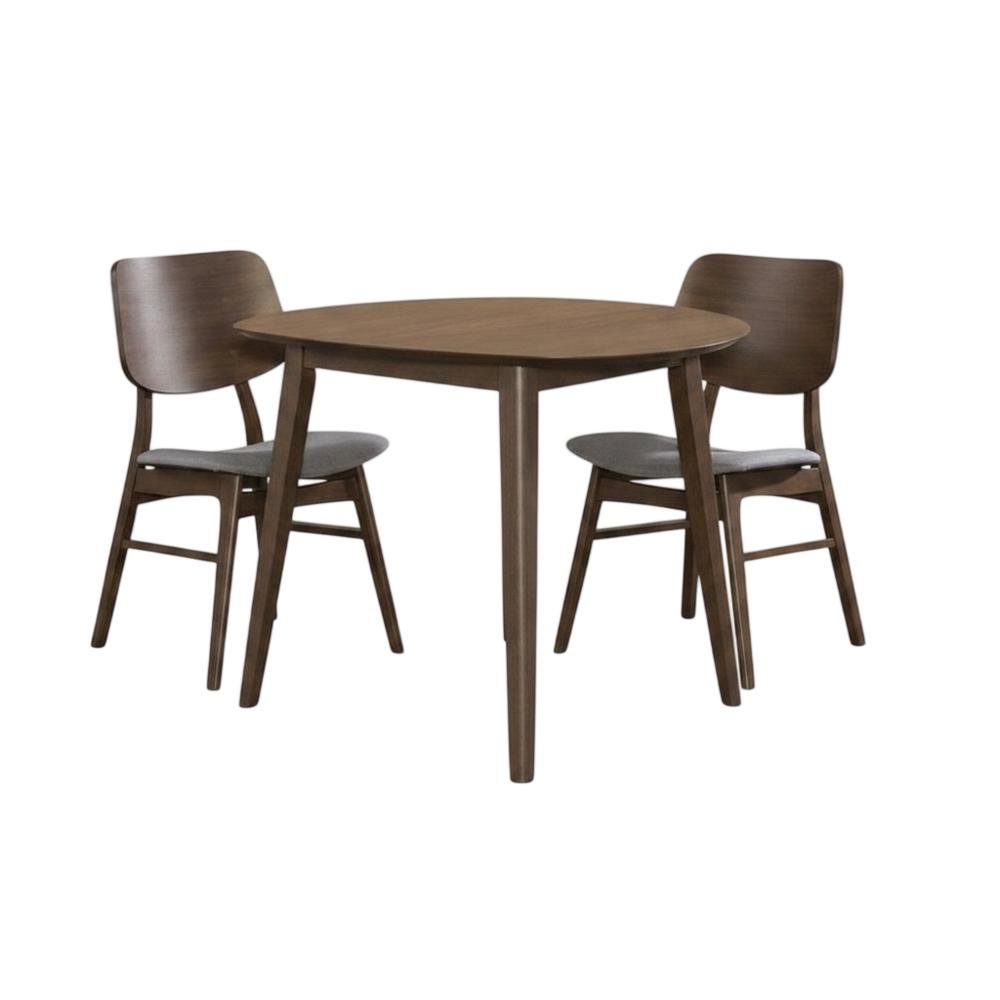 Dark Gray & Walnut 3-Piece Corner Table Set with Modern Design. Picture 1
