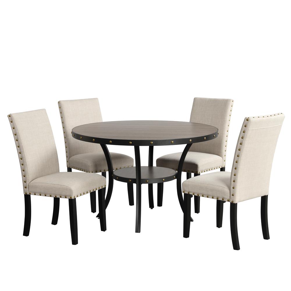 Furniture Crispin 48" Round Melamine Wood Dining Table in Gray. Picture 5