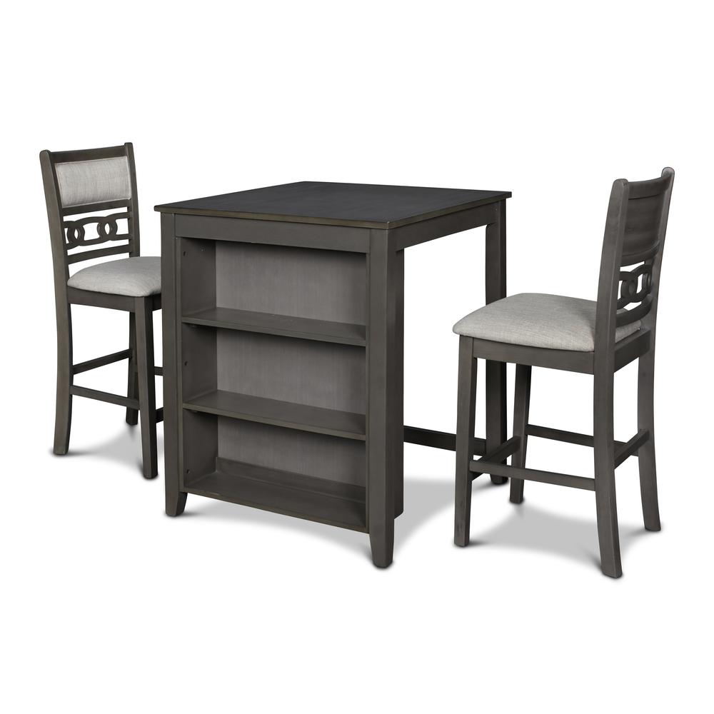 Furniture Gia Solid Wood Counter Table 2 Chairs in Gray. Picture 1