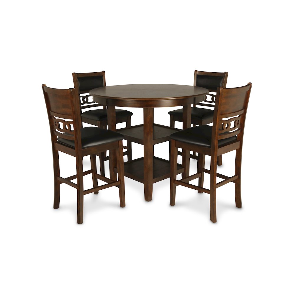 Gia 5-Piece Transitional Wood Dining Set in Brown. Picture 2