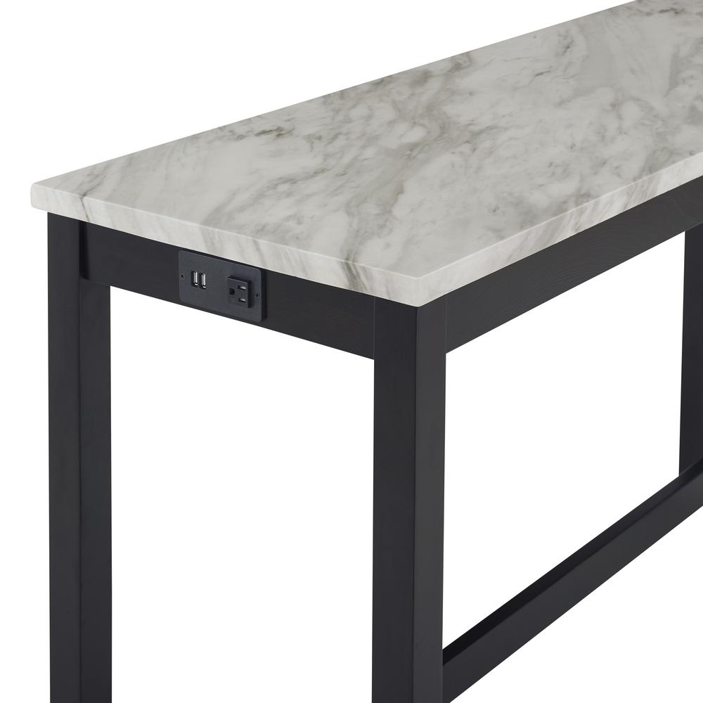 Furniture Celeste 4-Piece Faux Marble & Wood Bar Set in Blue. Picture 6