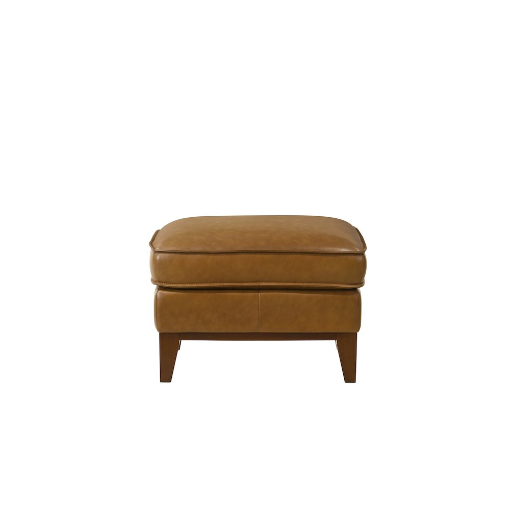 Caspar Leather Ottoman and Chair Set in Caramel. Picture 8