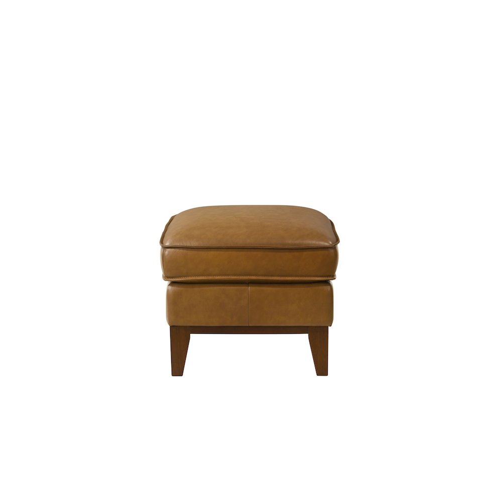 Caspar Leather Ottoman and Chair Set in Caramel. Picture 9
