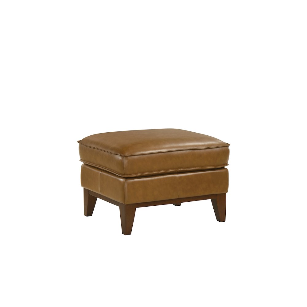 Caspar Leather Ottoman and Chair Set in Caramel. Picture 7