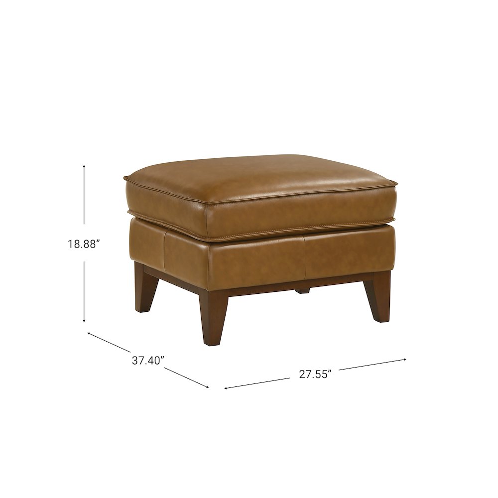 Caspar Leather Ottoman and Chair Set in Caramel. Picture 11