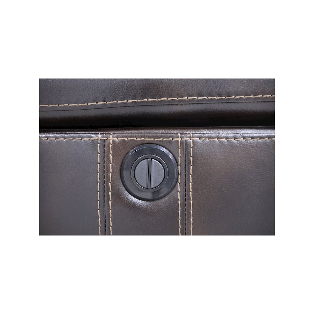 Kellen Faux Leather Power Console Loveseat, Brown. Picture 5