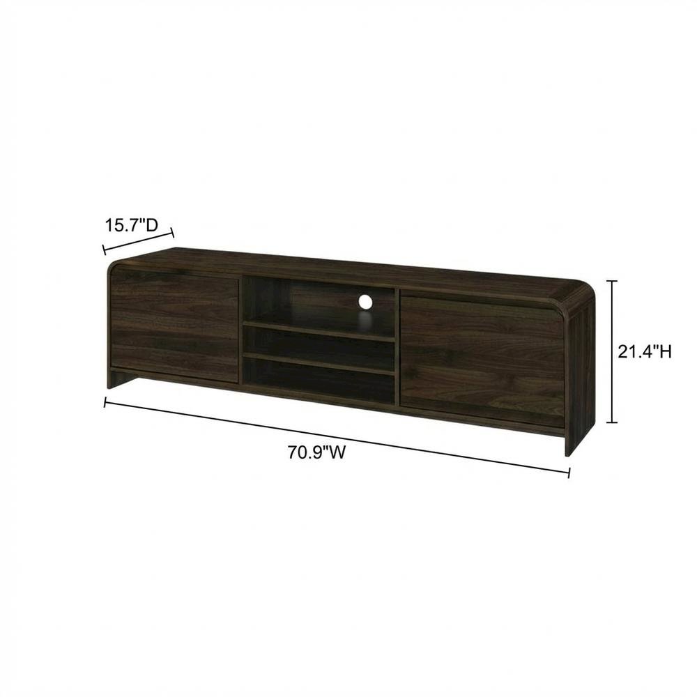 Walnut Wood TV Stand with Solid Rubberwood and Veneers for Indoor Living. Picture 7