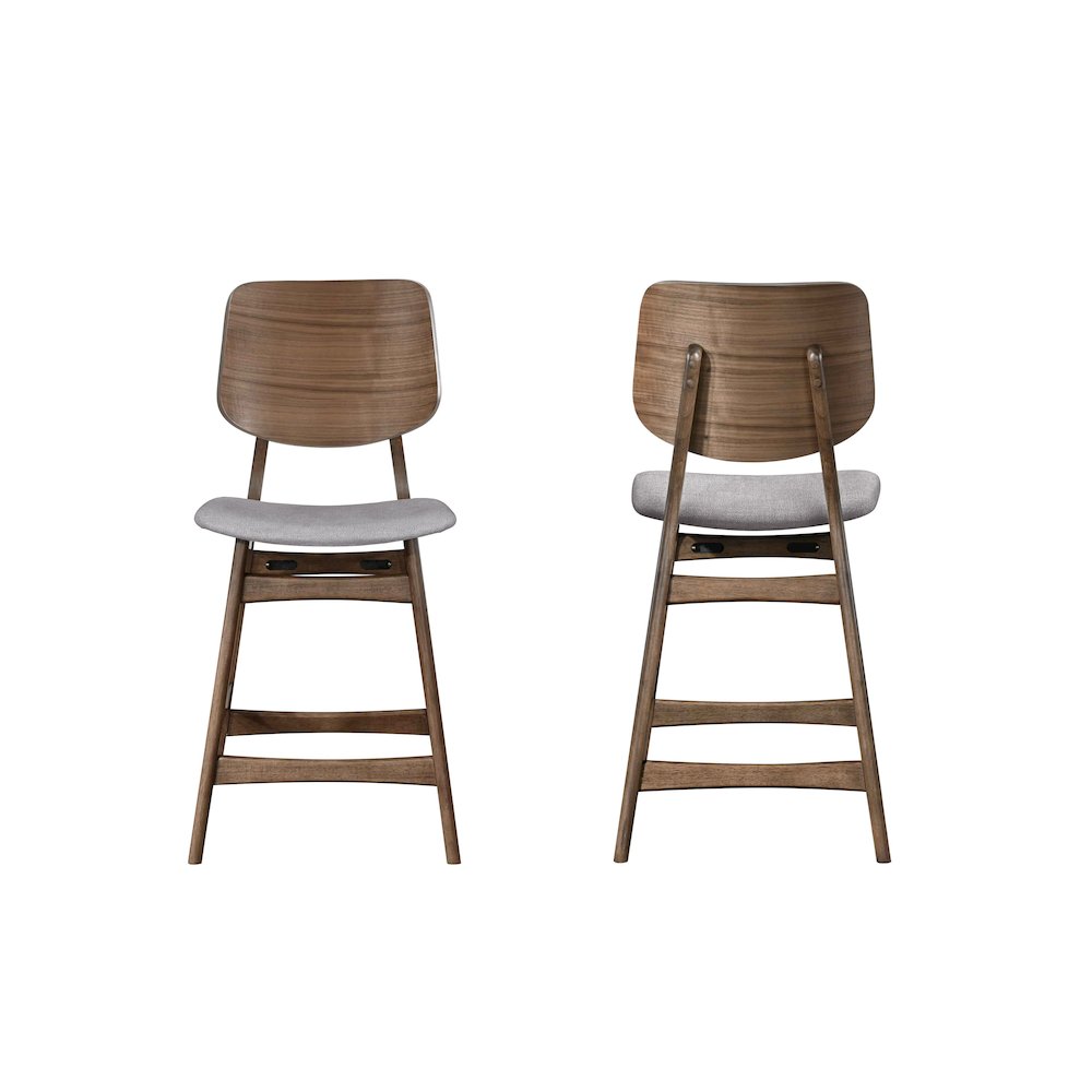 Oscar Wood Counter Chair in Walnut/Dark Gray (Set of 2). Picture 3