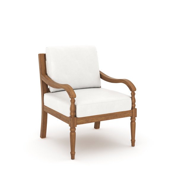 Savannah Wood Patio Club Chair in Natural/White (Set of 2). Picture 1