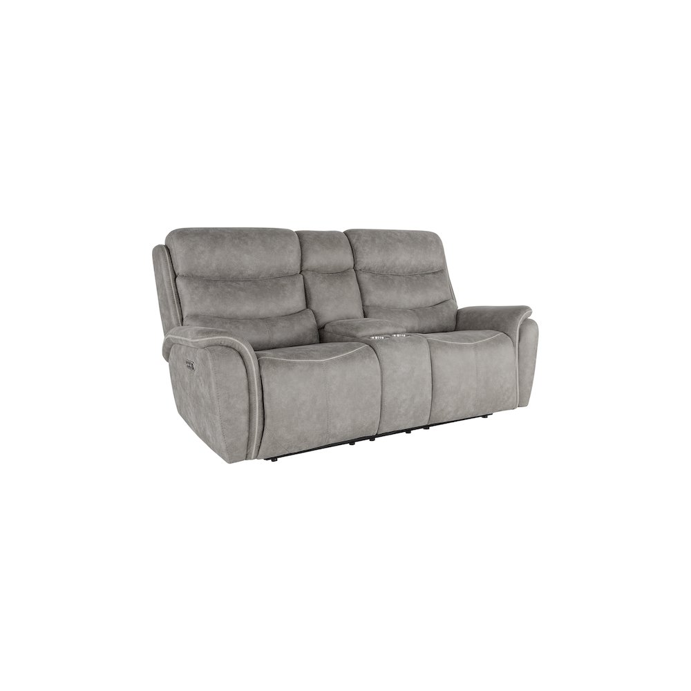 Kamari Fabric Power Console Loveseat, Gray. Picture 1