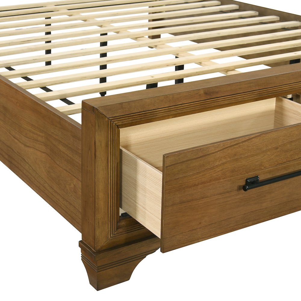 Talcott Wood Queen Storage Platform Bed in Honey/Brown. Picture 8