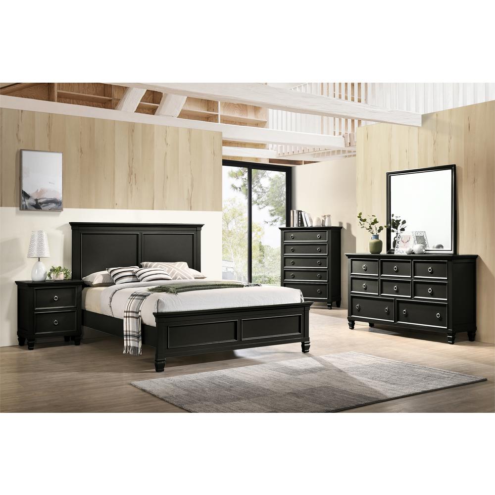 Furniture Tamarack 5-Piece Wood Queen Bedroom Set in Black. Picture 10