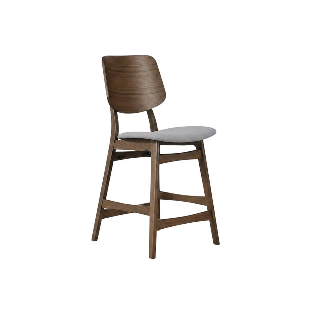Solid Wood Counter Stools with Upholstered Seat, Dark Gray, Set of 2. Picture 3